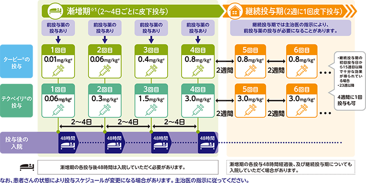 投与スケジュール：タービー®とテクベイリ®を併用する場合
